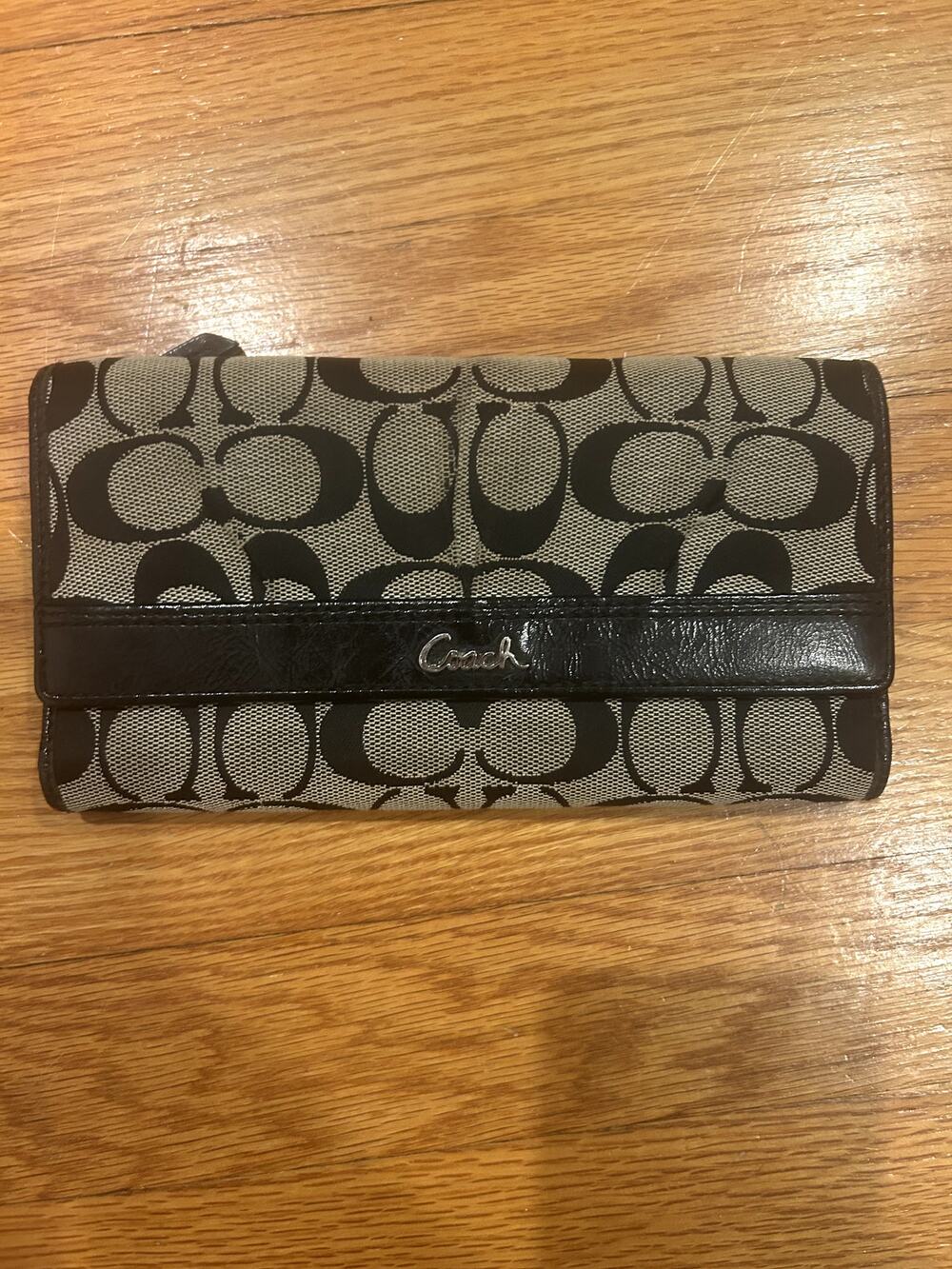 Vintage Coach Signature Wallet Pleated Jacquard Canvas Trifold Cluth